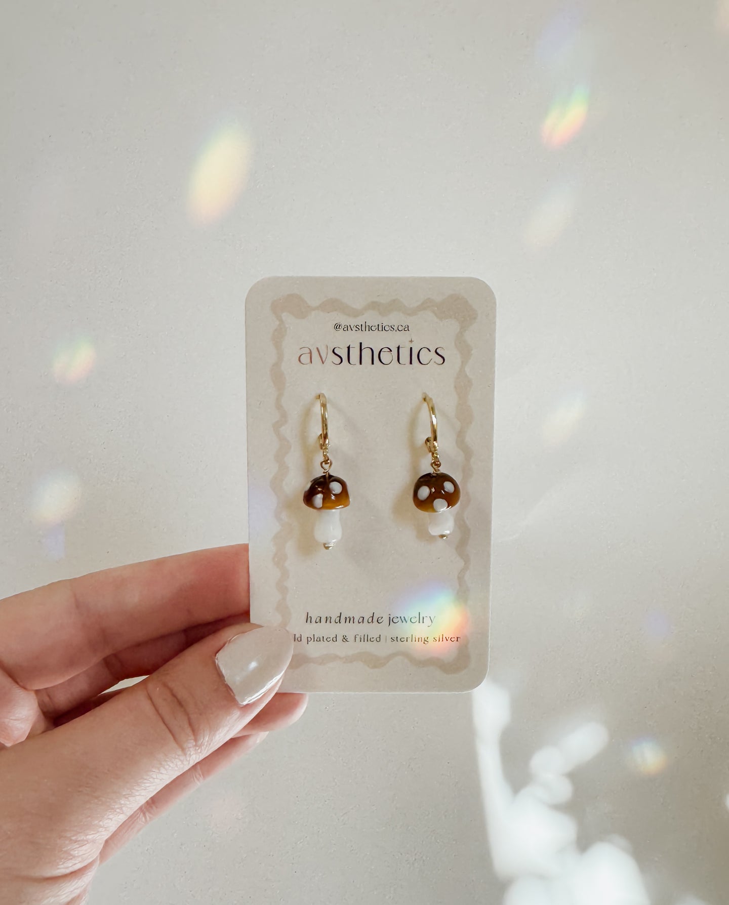 Glass Mushroom Huggies - Brown